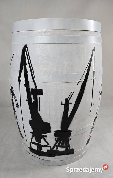 Beczka dębowa biała pomalowana motyw Gdańsk Pozostałe