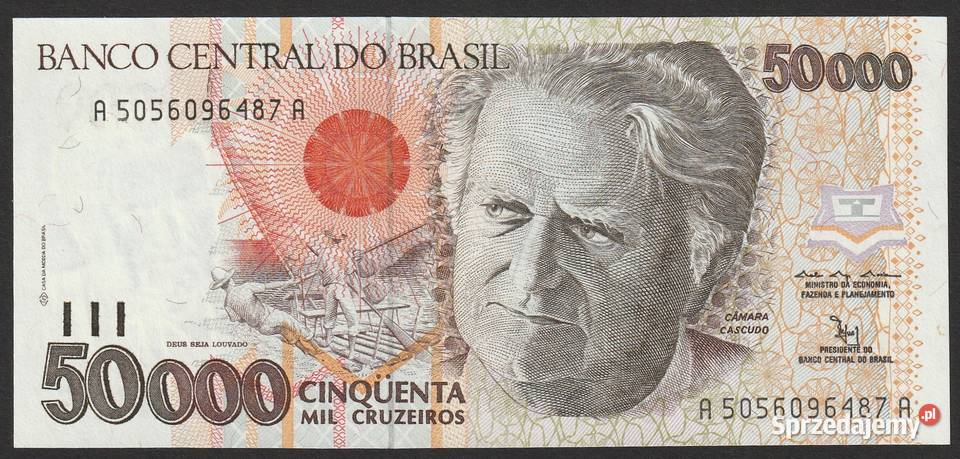 BRAZYLIA 50 000 cruzeiros 1992 Camara Cascudo Kolekcje Łódź
