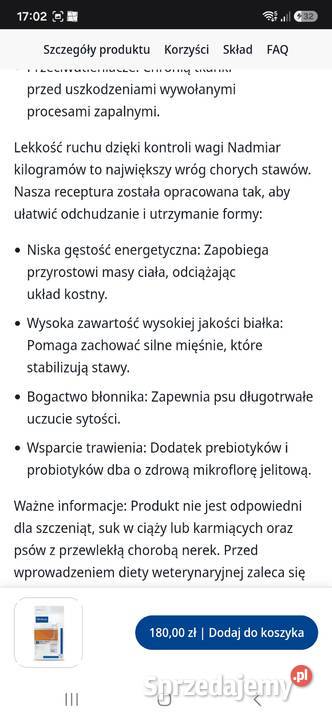 Sprzedam karme virbac psa na stawy i starszych