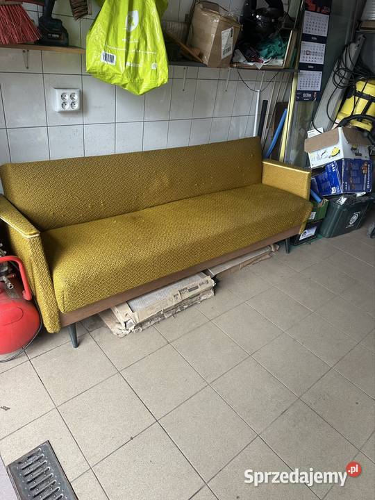 Wersalka PRL retro vintage lata 6070 musztardowa Warszawa