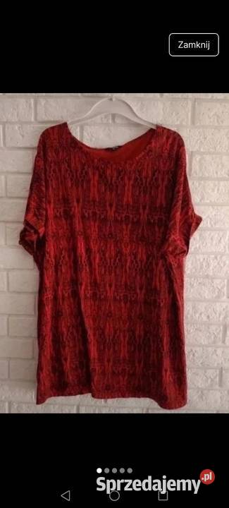 Bluzka czerwona krótki rękaw oversize Basic Krosno