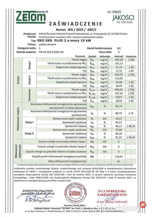 Kocioł Eko Uks Plus 2 piec 19 kW dofinansowanie Kotły i Piece CO Dziadowa Kłoda