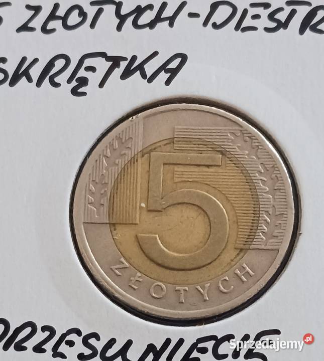 5 złotych 1994 r Destrukt skrętka przesunięcie wielkopolskie Konin