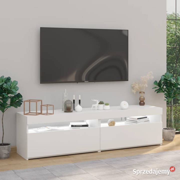 Szafki pod TV z LED 2 białe wysoki połysk Warszawa