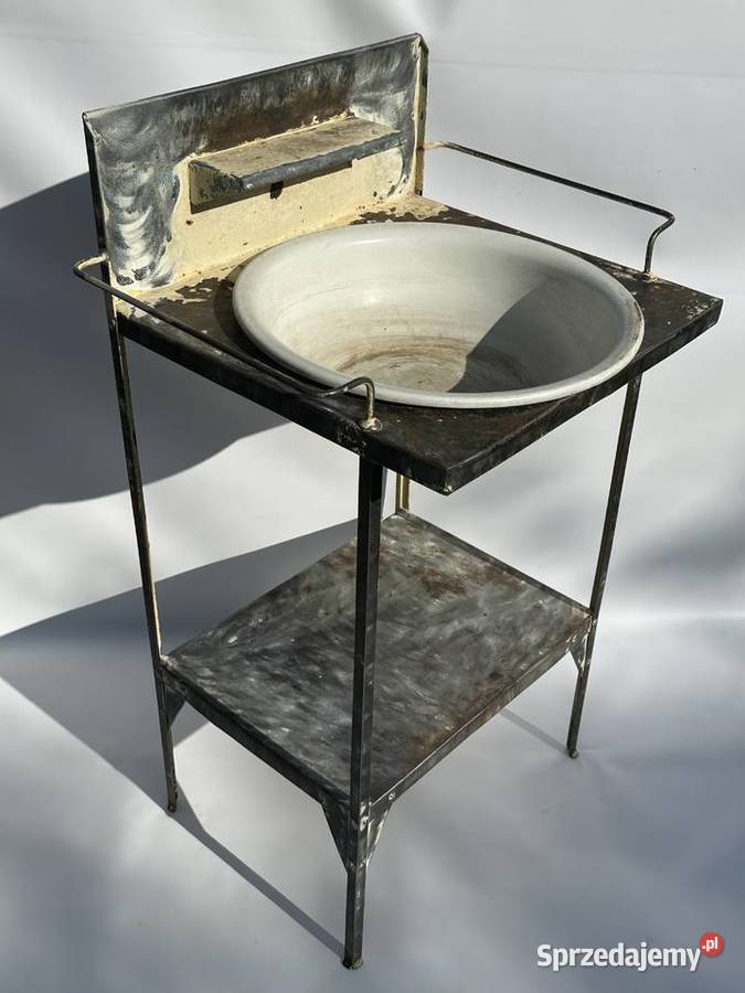 STARA TOALETKA UMYWALKA METALOWA OTWÓR NA MISĘ