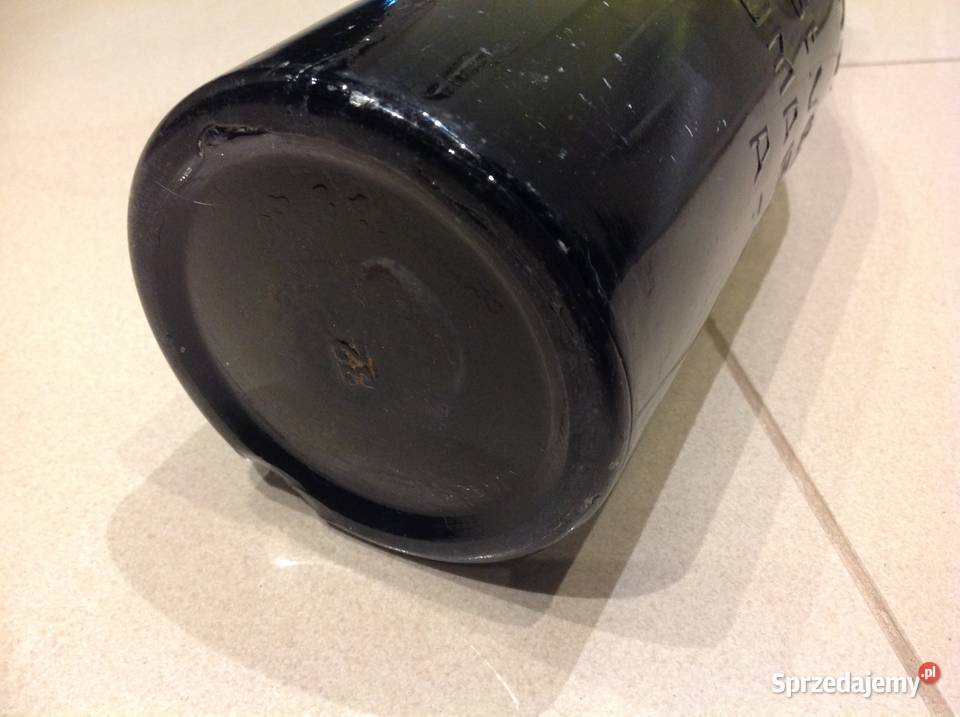 Duża Stara Butelka Szklana z Porcelanką Nowa Sól