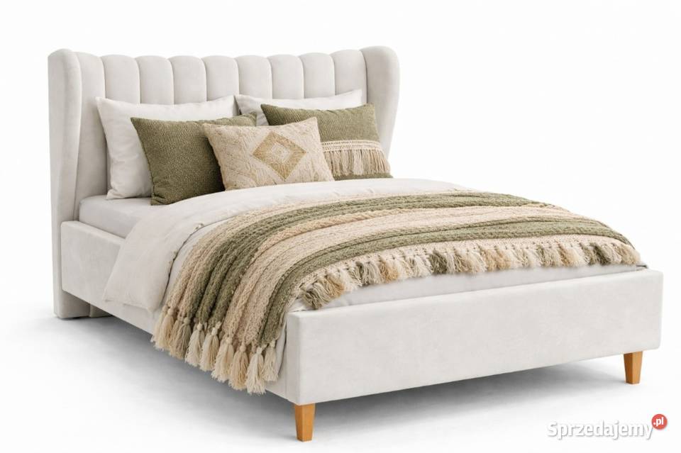 Białe łóżko Jasmine 140x200 welurowe pojemnik na 160cm kujawsko-pomorskie Inowrocław
