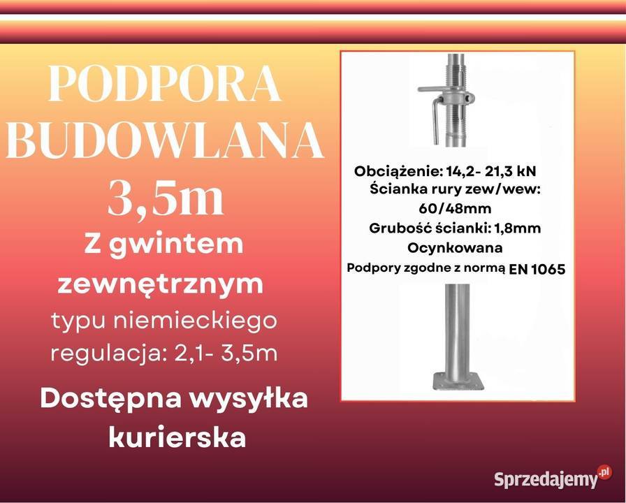Stemple budowlane podpora 35m gwint zewnętrzny Wolbrom