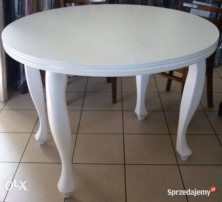 Stół ludwik biały średnica 100 + 2x50 rozkładany