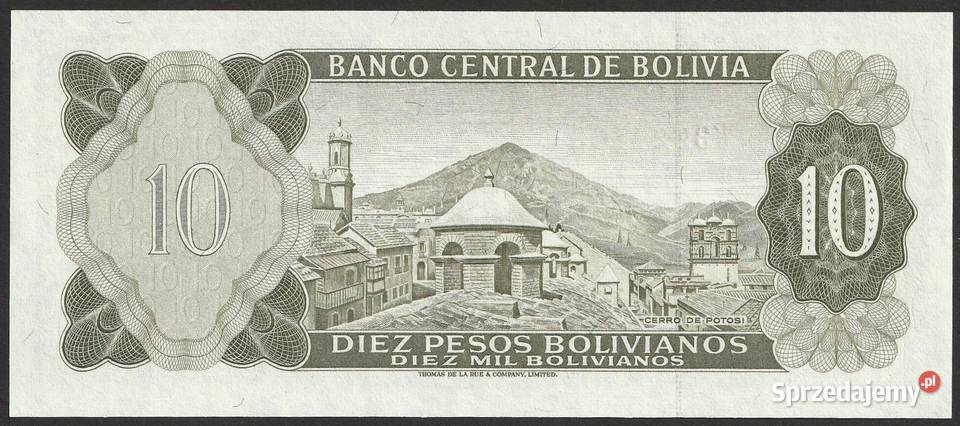 BOLIWIA 10 PESOS BOLIVIANOS 1962 STAN BANKOWY Numizmatyka