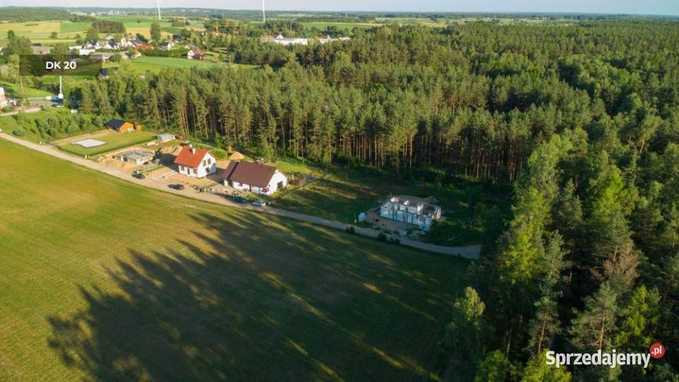 Działka 1059 m pod lasem Prąd na miejscu Dom Sprzedaż Kłobuczyno