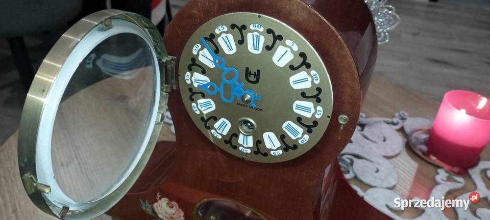 Stary Zegar kominkowy mechaniczny drewniany U Żary