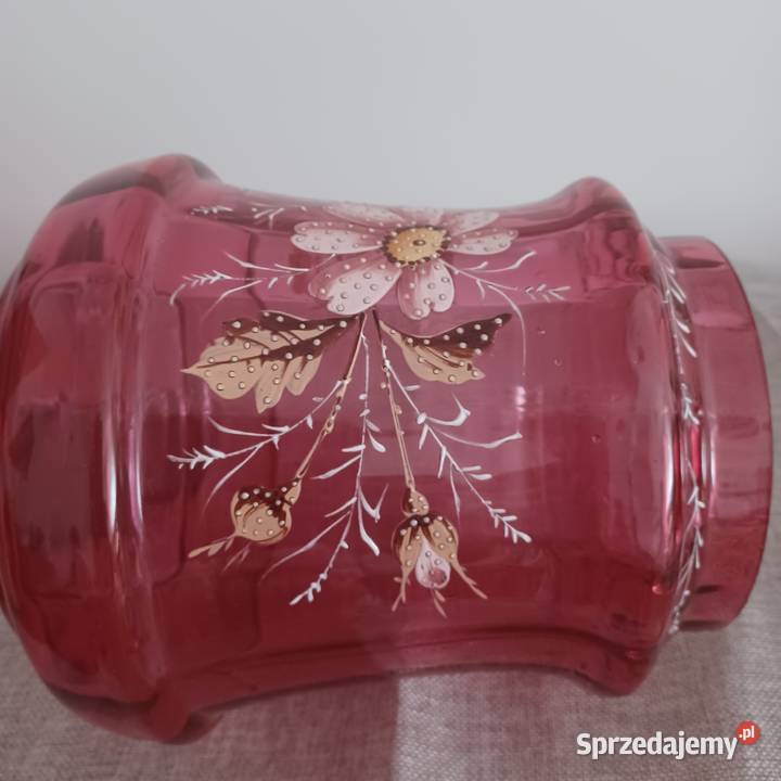 Malowany recznie szklany wazon misa i przykrywką Wrocław