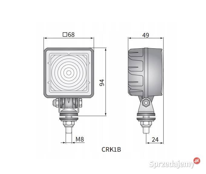 LAMPA ROBOCZA LED 68X68 800LM Z PRZEWODEM Zakrzew