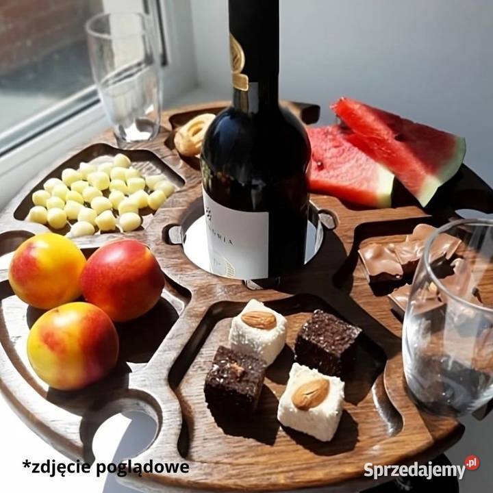 SKŁADANY STOLIK DĘBOWY DO WINA PRZEKĄSEK GRAWER Skawina sprzedam