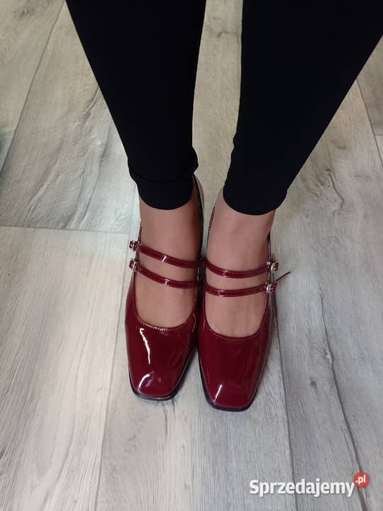 4142 Bordowe Burgundowe czółenka wieczorowe z 26.5cm Kraków