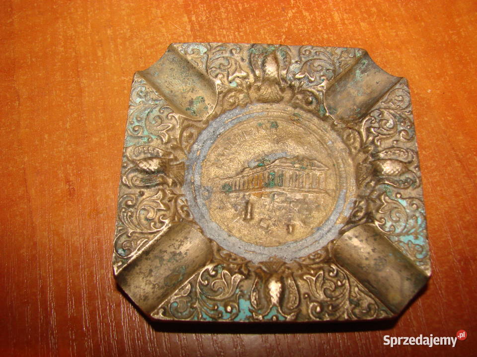 Parthenon pamiątkowa stara mosiężna popielniczka Pruszcz Gdański