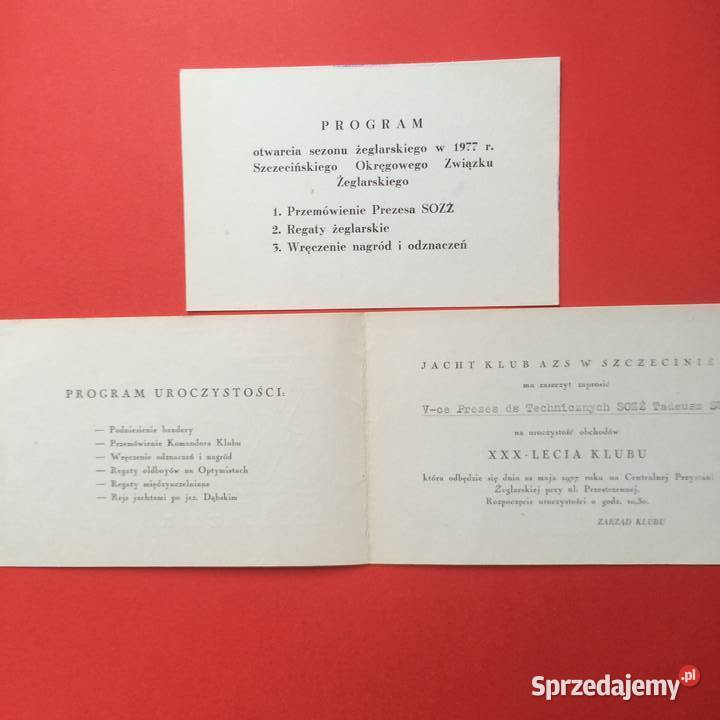 1934 Dwa Zaproszenia Jacht Klubu Szczecin