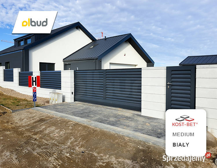 Bloczek ogrodzeniowy KOSTBET MEDIUM BIAŁY gładki Materiały budowlane Sopot