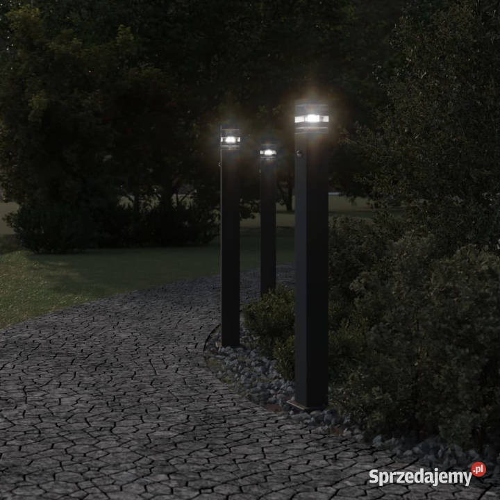 Zewnętrzne lampy stojące z czujnikami 3 czarne