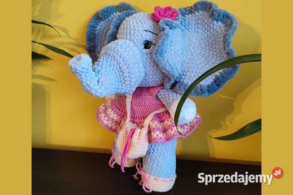 Słoń na szydełku Maskotka rękodzieło zabawka Zabawki