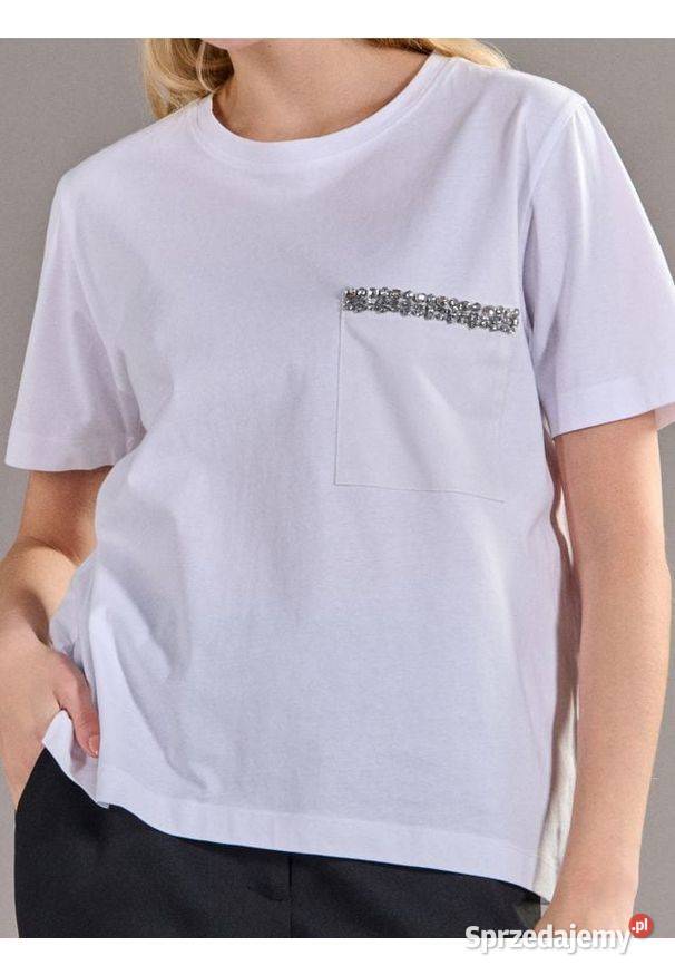 biały tshirt z cyrkoniami Sinsay XXS krótki Olkusz sprzedam