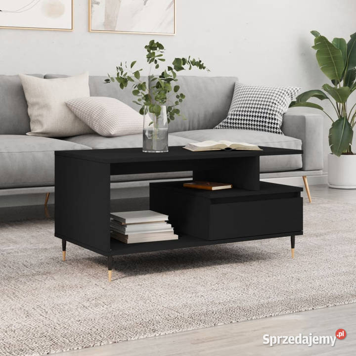 Stolik kawowy czarny 90x49x45 materiał Warszawa