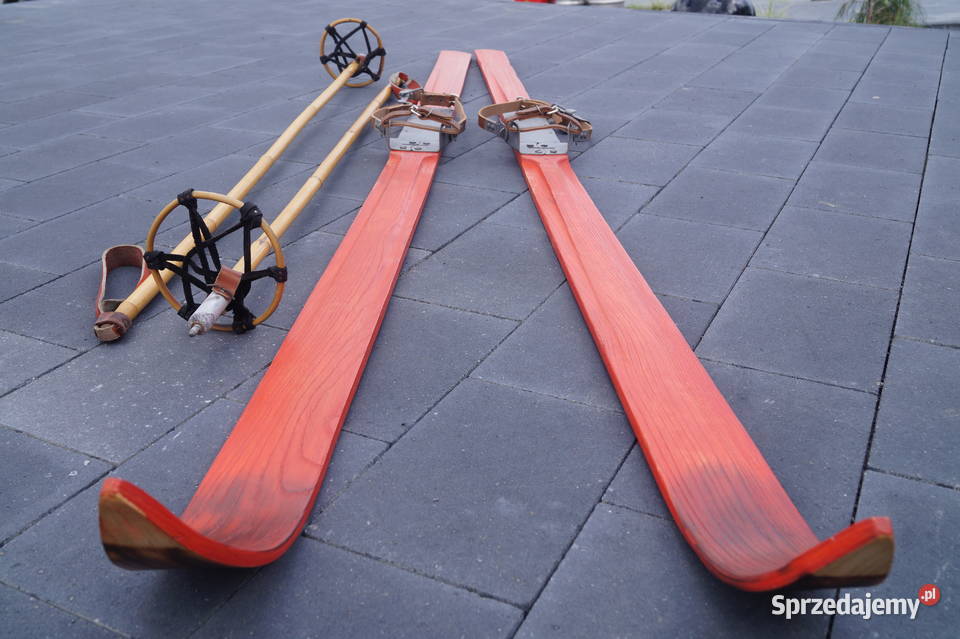 Stare narty jesionowe 195 kijki Pruchnik sprzedam