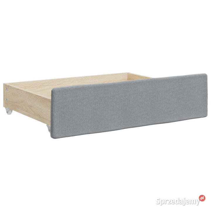Sofa rozsuwana z szufladami jasnoszara tkanina Łóżka