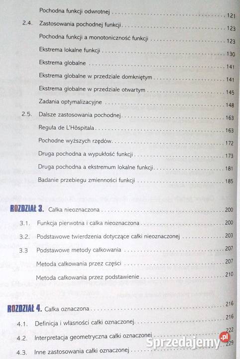 Analiza matematyczna licealistów lubelskie Chełm sprzedam