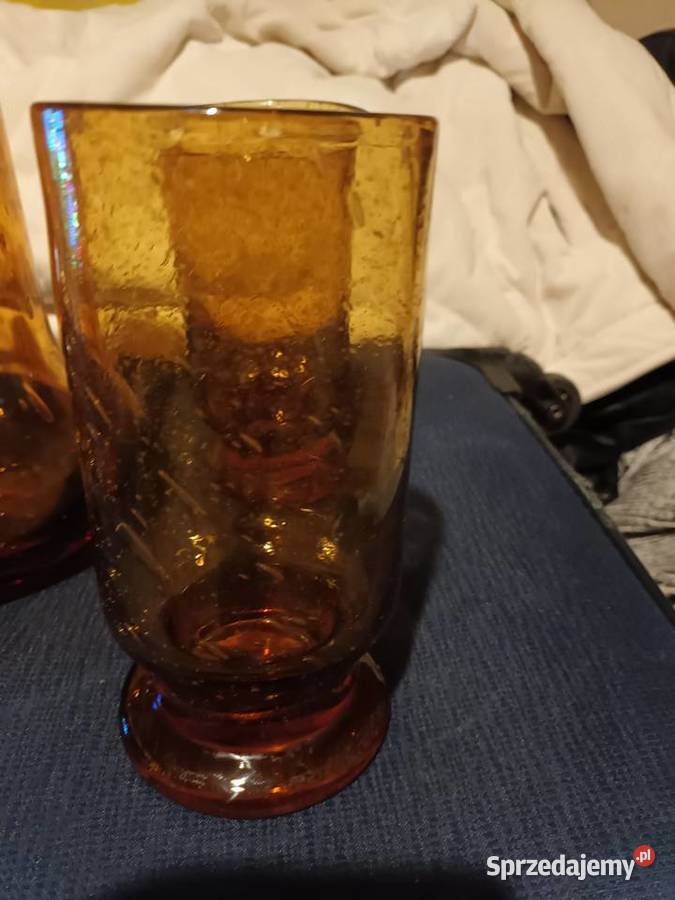 Dzbanek i 4 szklanki z grubego szkła bobelkowego Bielsko-Biała sprzedam
