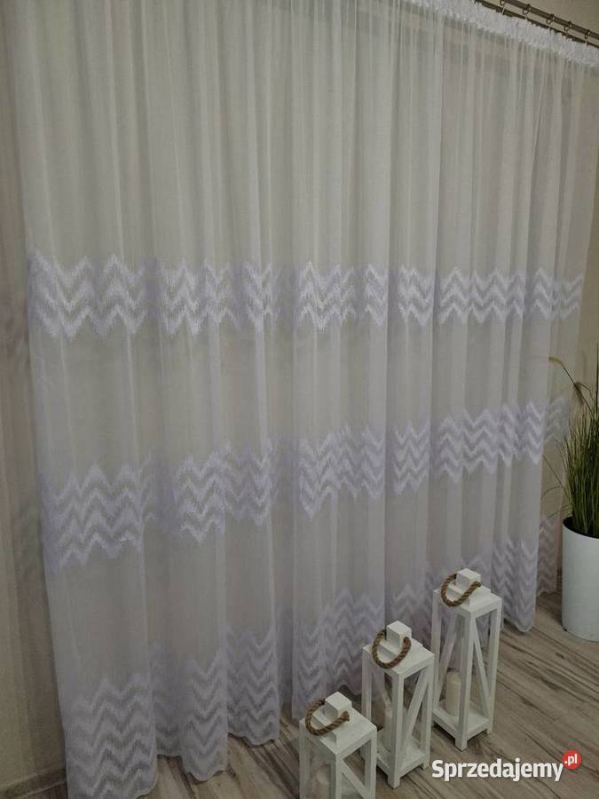 Firanka Długa z markizety bambus haftowana Na Zawiercie