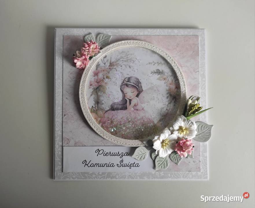 Kartka ręcznie robiona na Komunia Święta z łódzkie Łódź