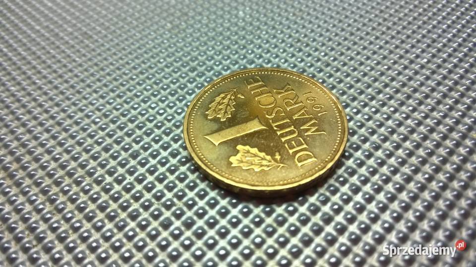 moneta Niemcy 1 marka 1991 złocona 032