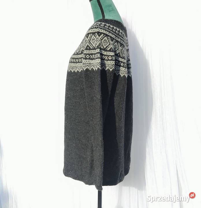 Duży sweter wełniany wełna szary ciemny Swetry i golfy Szczecin