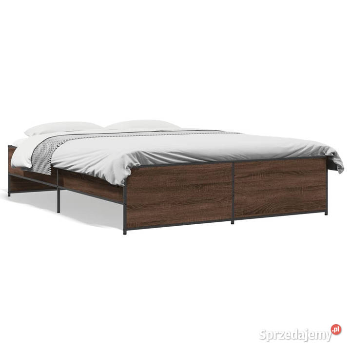 Rama łóżka brązowy dąb materiał drewnopochodny 40cm