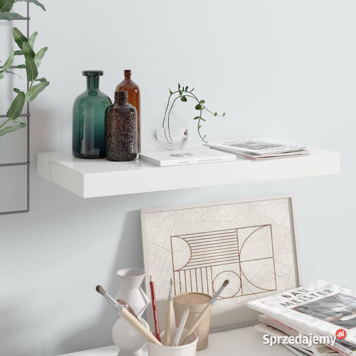 Półka ścienna wysoki połysk biała 50x23x38 MDF Półki Warszawa