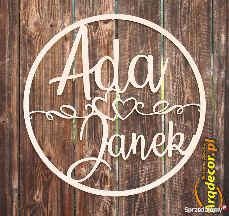 Duże koło z imionami pary młodej dekoracje Dekoracje i ozdoby