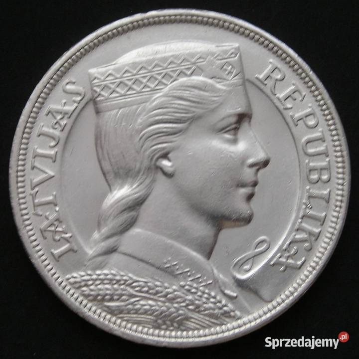 ŁOTWA 5 LATI 1931 SREBRO Łódź