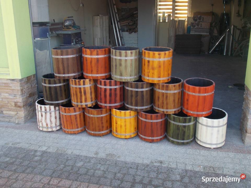 Nowoczesna doniczka drewniana TUBA donica wiele Ogród Dębica