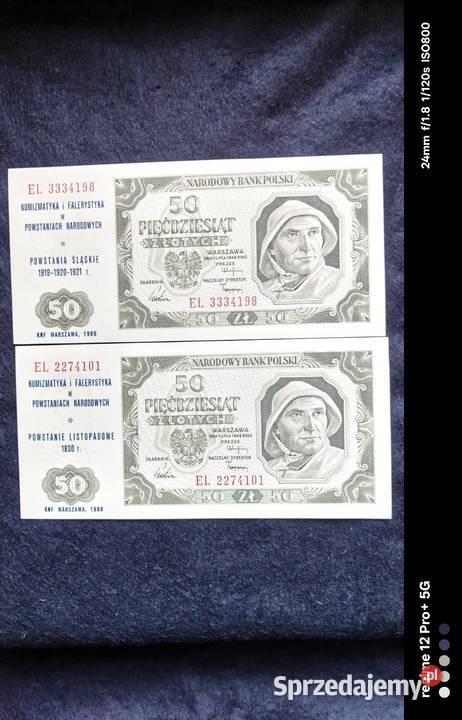 Polska zestaw 8 banknotów PRL z nadrukami Ostrów Mazowiecka