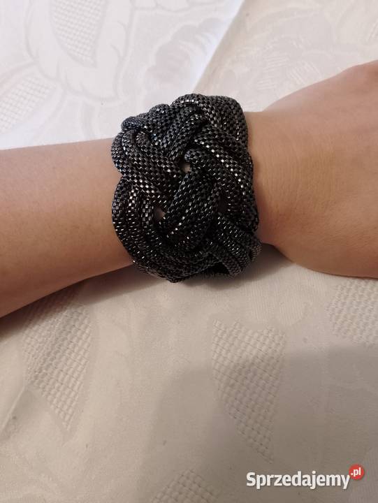 BRANSOLETKA metalowa pleciona szeroka regulowana