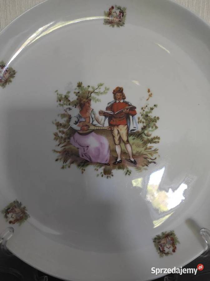 Talerzpatera stara porcelana scenki rodzajowe Warpechy Stare