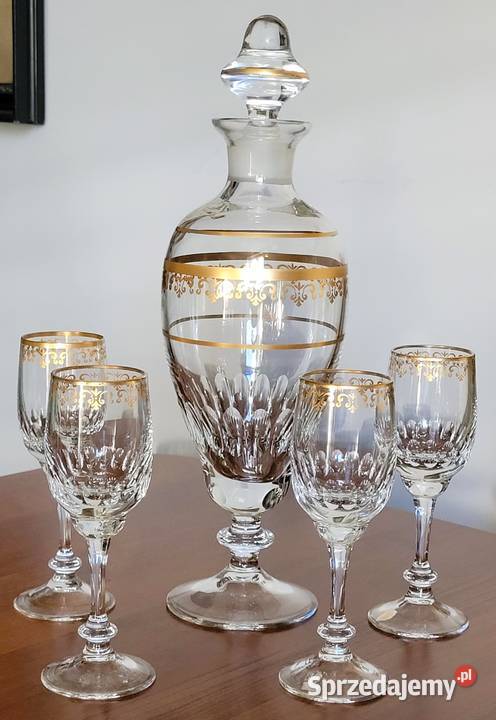 Luksusowy zestaw kryształowy karafka i 4 Porcelana i szkło małopolskie Kraków