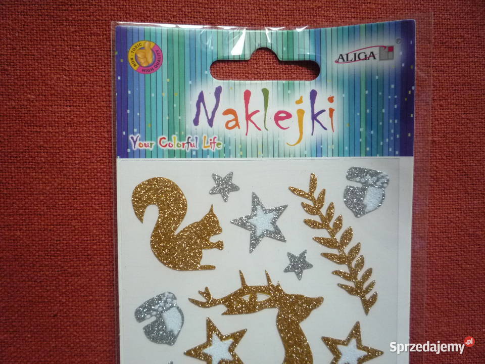 ALIGA Naklejki świąteczne brokatowe złote Szczecin sprzedam