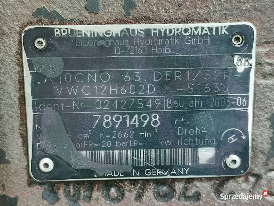 Pompa hydrauliczna BRUENINGHAUS HYDROMATIK Części maszyn i innych pojazdów Wilkowo