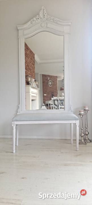 Stylowa pufa ławeczka Medalion Prowansja Shabby 51cm Pufy i podnóżki Szczecin