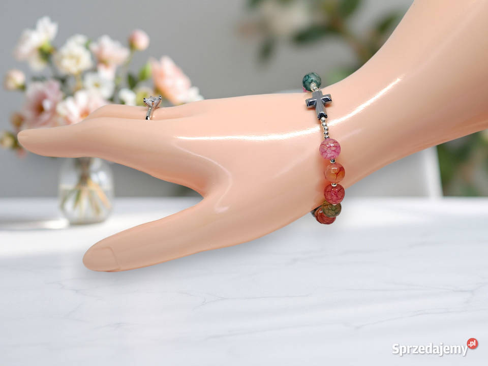 Bransoletka różaniec dziesiątka różańca z agatu