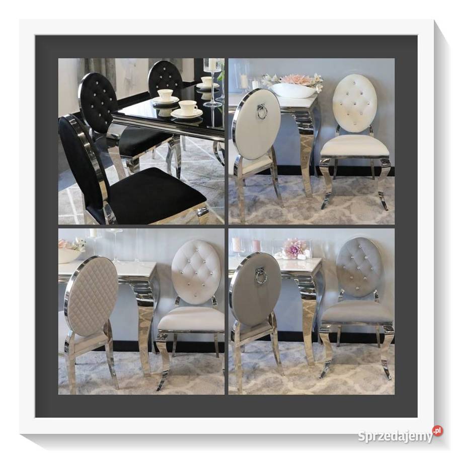 Krzesło tapicerowane glamour Ludwik pikowane welurowe kolory