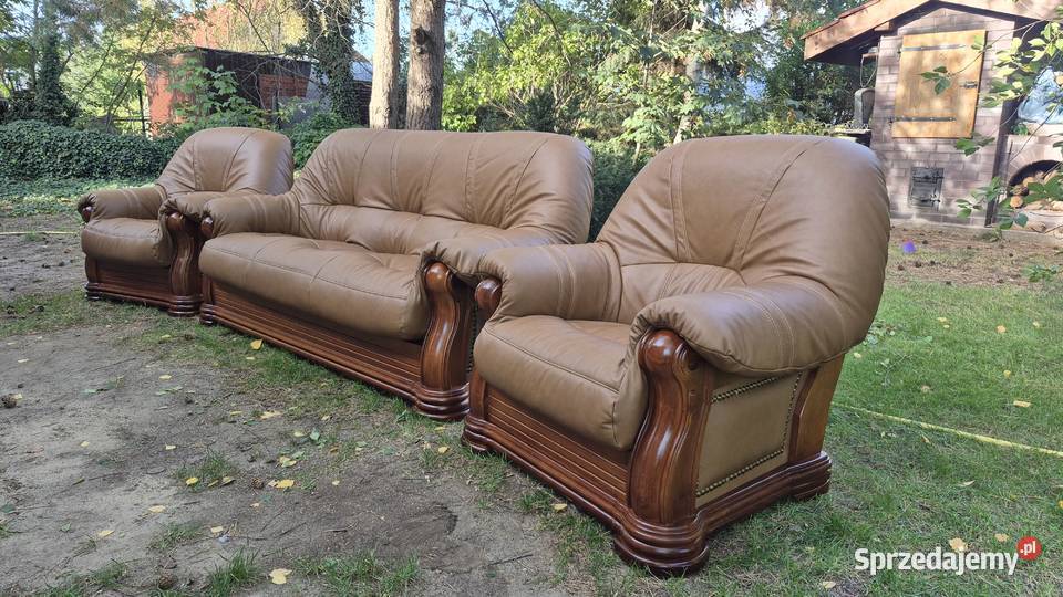 Komplet wypoczynkowy 3 1 1 Nowa skóra naturalna Śmigiel